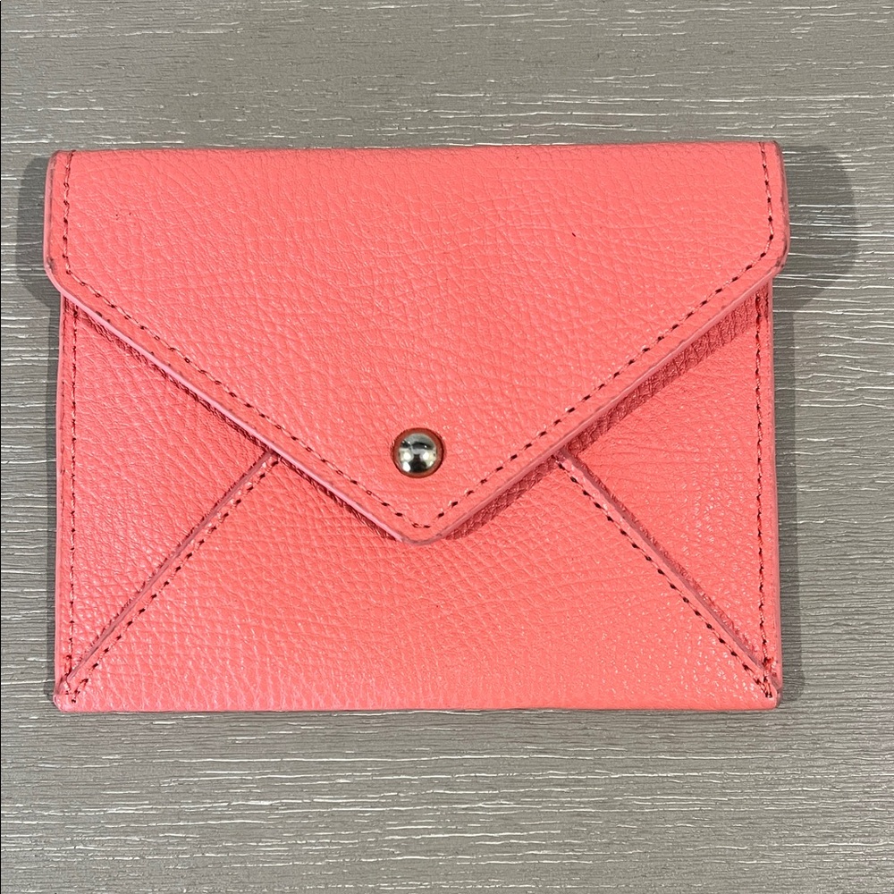 Coral Leather Envelope Wallet